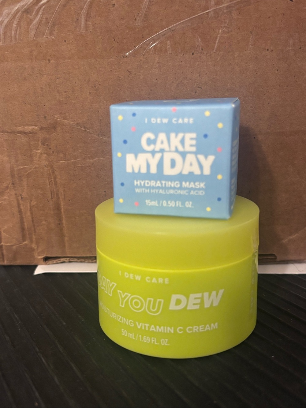 Cake My Day Hydrating Mask & Dew You Moisturizing Vitamin C Cream - Blue & Lime